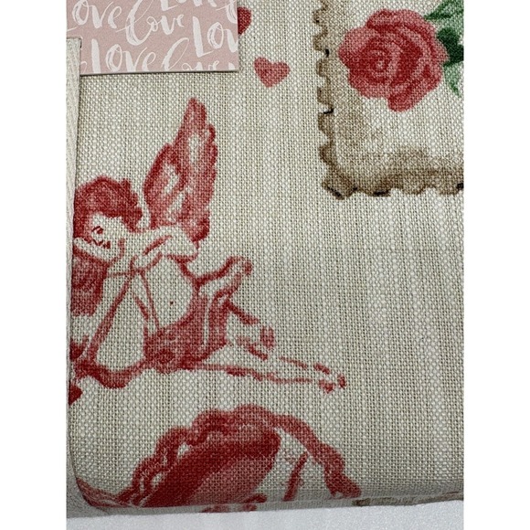 Rachel Zoe Valentines Tablecloth Cupid Postcard Swans XO Bow Rose  Painted 60 10 - Picture 4 of 5